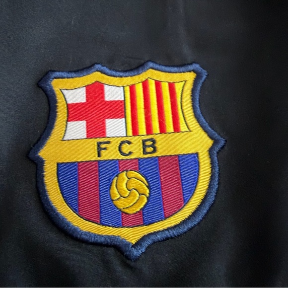 FC Barcelona Track Pants Mens Small Black Soccer Windbreaker Drawstring Y2K - Picture 14 of 14